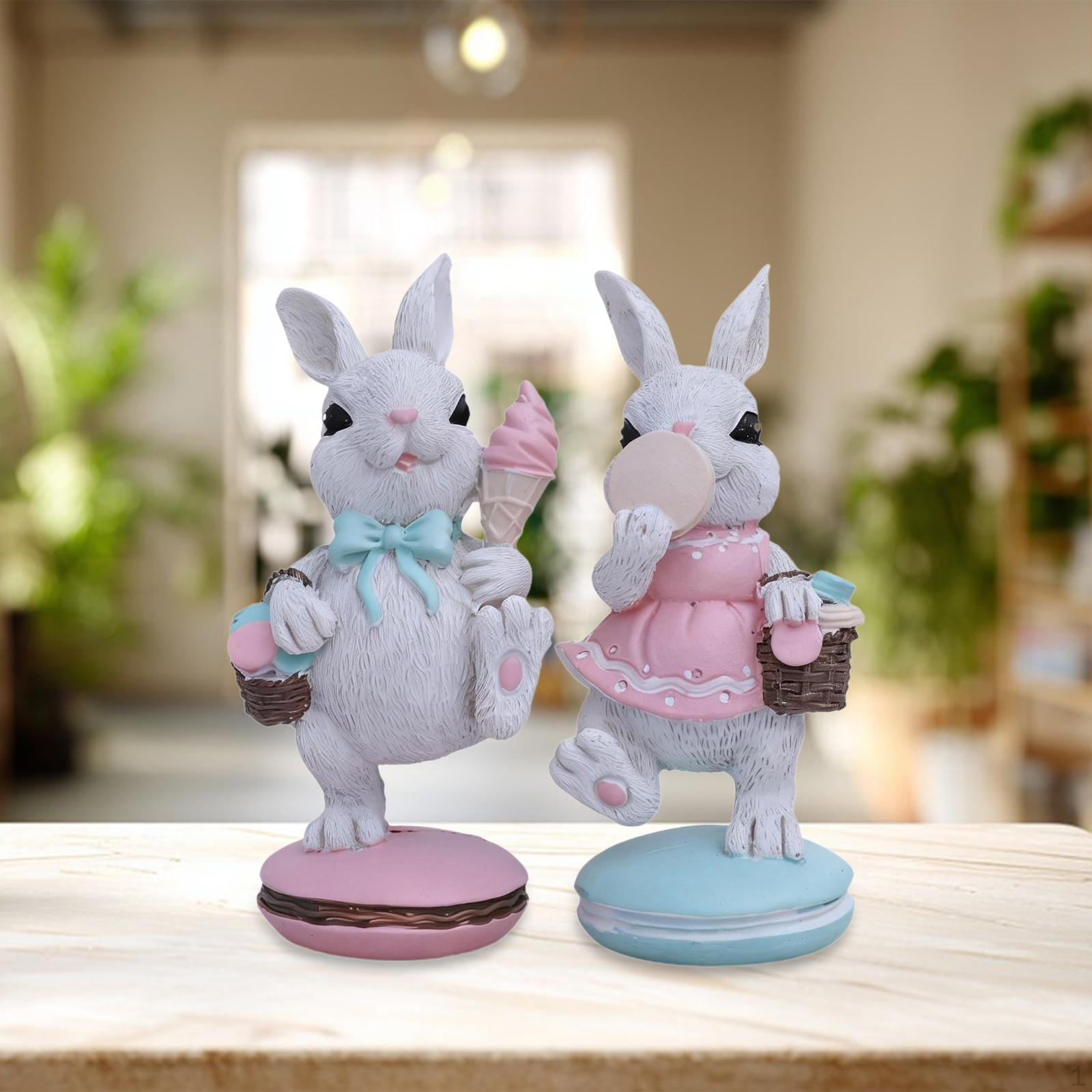 2 шт. Фигурка Пасхального Кролика, Ручная Роспись, Креативная Статуэтка, Декор, Скульптура Животного для