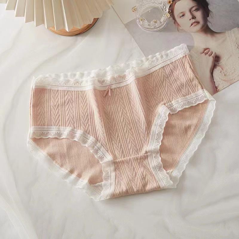 

Female Spring Summer New Style Sweet Lace Edge Pure Cotton Comfortable Naked Feeling Breathable in Waist Triangle Briefs XL помаранчевий