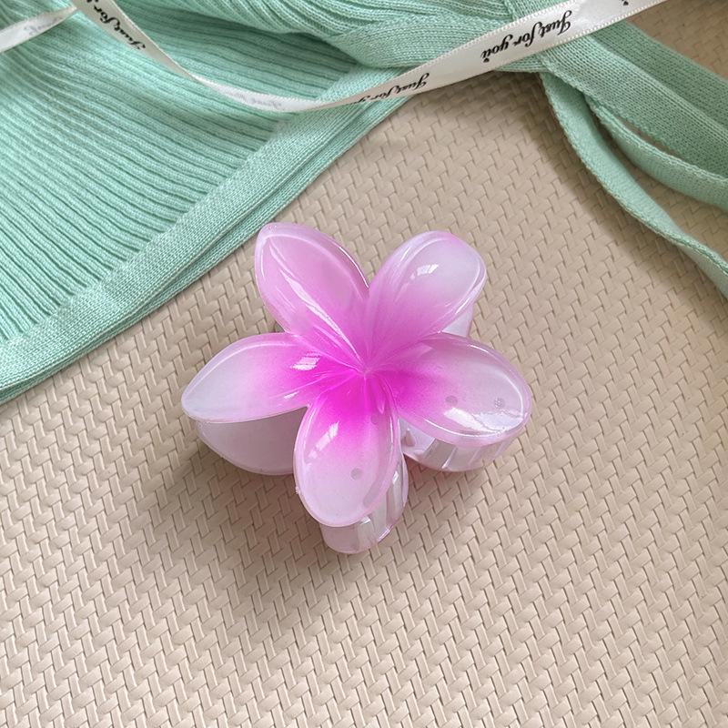 Colorful Pink Frangipani Flower Hair Clip for Bangs