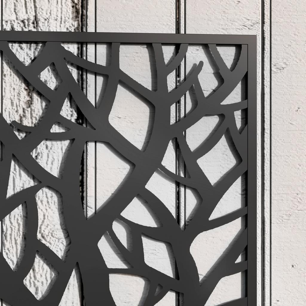 Outdoor Metal Planter, with Back Trellis - Black