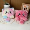 Rainbow Cat Shoulder Bag Faux Fur Stuffed Doll Bag Portable Plush Crossbody Bag  Streetwear