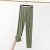 Women's Elastic Waist Leggings Slim Fit Pants High Stretch Solid Rayon Spandex Summer Plus Size Nine Point Casual Bottoms