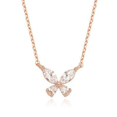 [Dreaming Fly] Cubic Butterfly Rose Gold Silver Necklace OTS321907QPW