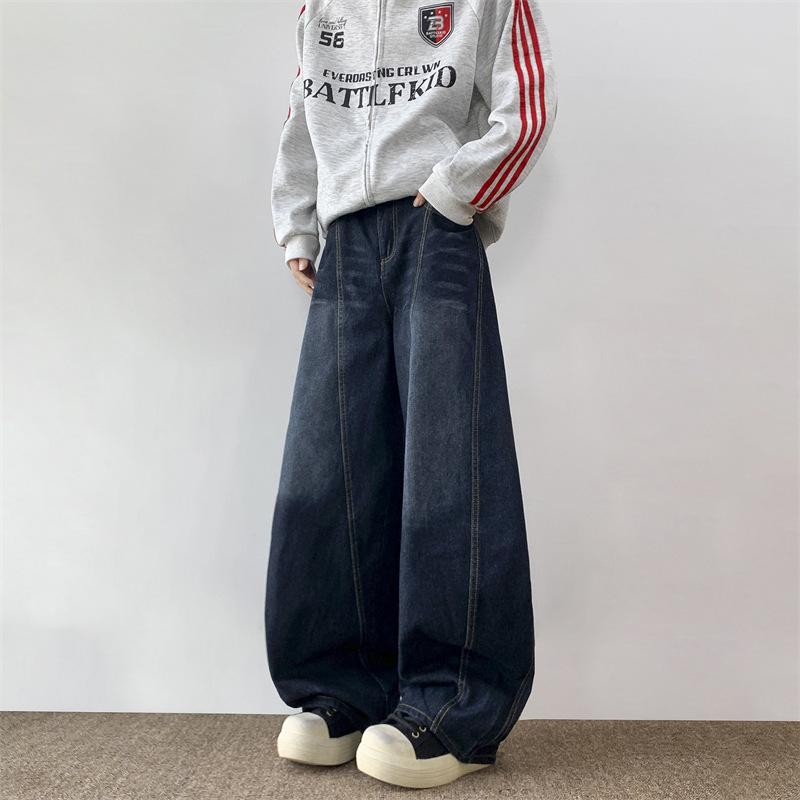 

Новые джинсы широкого кроя цвета Blue Wash, мужские, весенне-осенние, сосновые, повседневные и универсальные, старые, прямого кроя 3XL синий