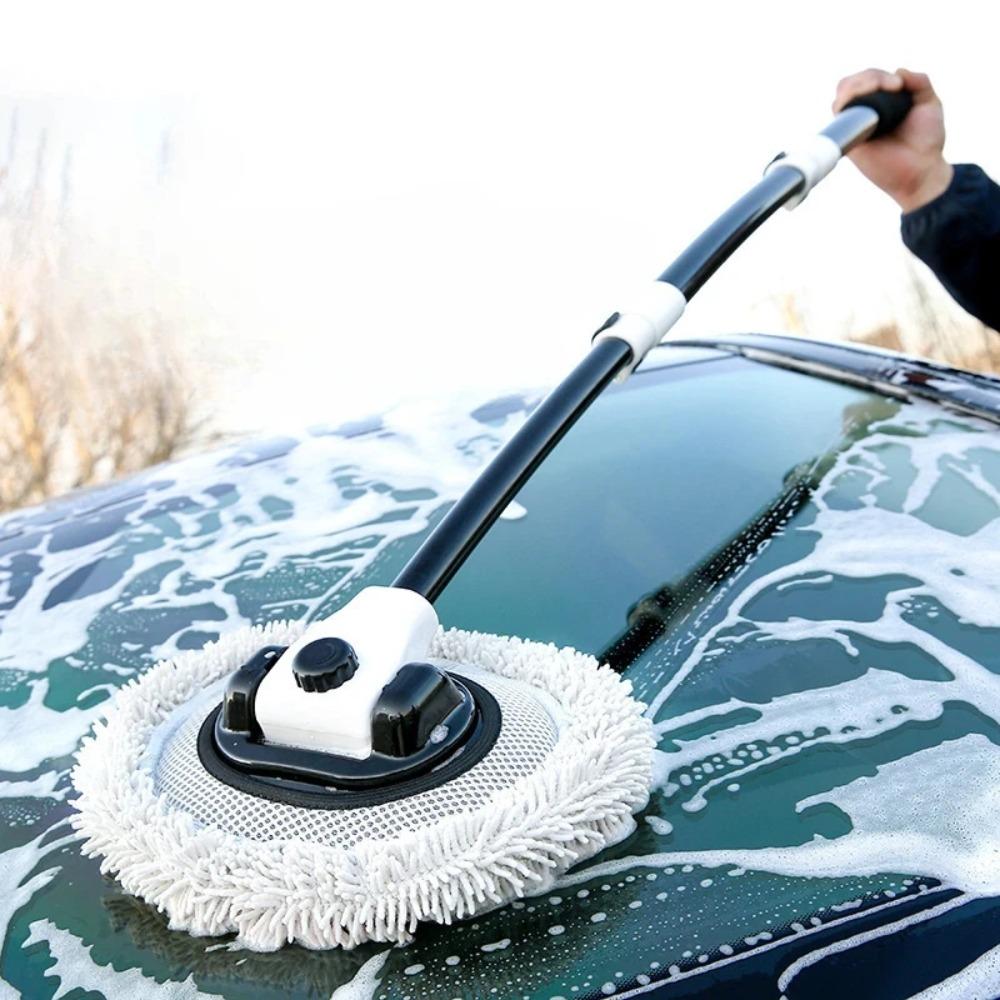 Car Wash Brush with Telescoping Long Handle Soft Chenille Microfiber Mop for Auto Window Cleaning