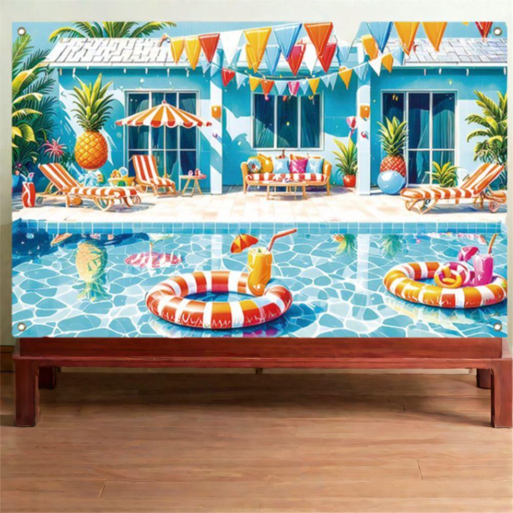 Pineapple Parasol Summer Beach Backdrop Tropical Theme Seaside Backdrop  Gender Reveal