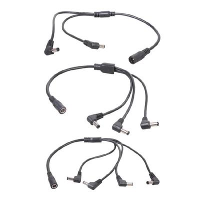 Power Cable DC5521 Y Splitter 5.5x2.1mm Female To 2/3/4 90 Degree Elbow Male Connectors Cord for LED and Cameras 40CM