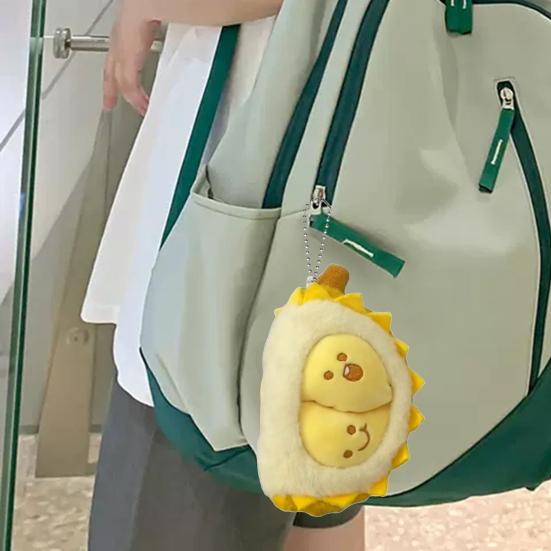 Abnehmbarer Realistischer Durian Plüsch Schlüsselanhänger Weicher Stofftier Obst Anhänger für Taschen Rucksäcke Niedliches Quetschbares Stressabbau Spielzeug Kreatives Geschenk
