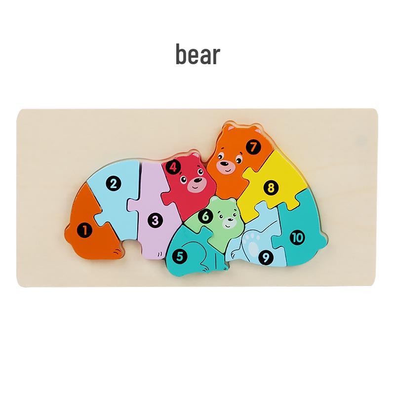 3D Animal & Transportation Wooden Toddler Puzzle Blocks for Early Education & Cognitive Development