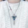 Exquisite Enamel Blue-green Butterfly Pendant Tassel Retro Ethnic Style Auspicious Cloud Necklaces Wedding Jewelry