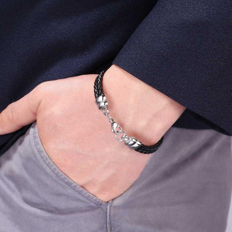 Black Double Leather Chain Charm Bracelet Fits Lobster Clasp Bracelets For Women Lover Jewelry Gift BB1092