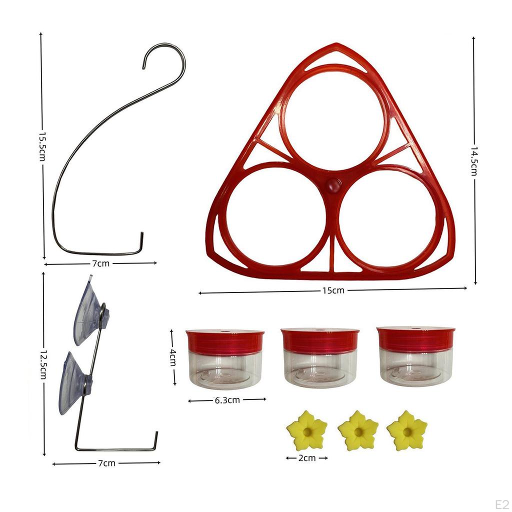 Hanging Hummingbird Feeder Outdoor Bird Water Dispenser with Suction Cup Mount, Hook,