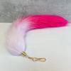 Gradient Pink Fox Tail Plush Keychain Ornament - Cute Car Accessory & Bag Charm