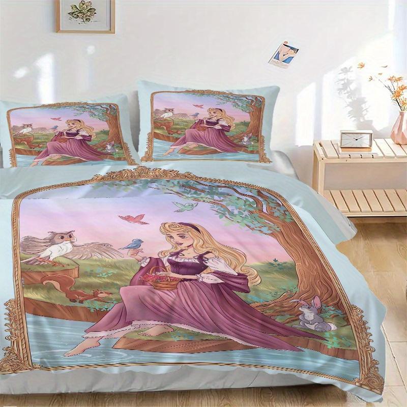 Set Biancheria da Letto Aurora La Bella Addormentata 3 Pezzi 1 Copripiumino Morbido + 2 Federe, Lavabile in Lavatrice, Adatto a Tutte le Stagioni B084