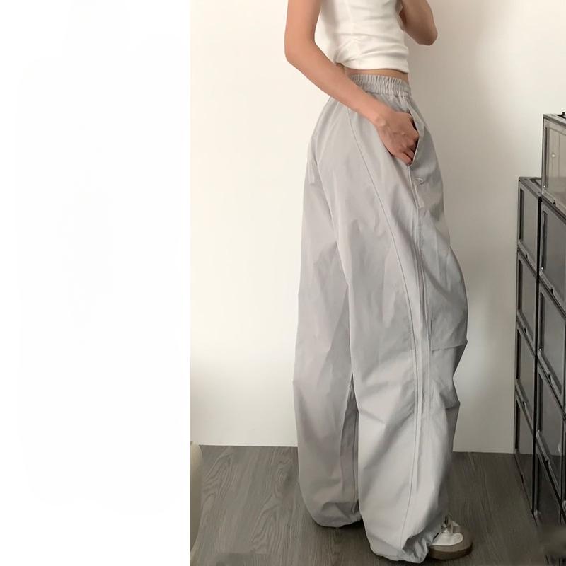 Retro Work Pants for Women's Casual Sports Pants Baggy Lazy Style Wide-leg Pants Parachute Trousers