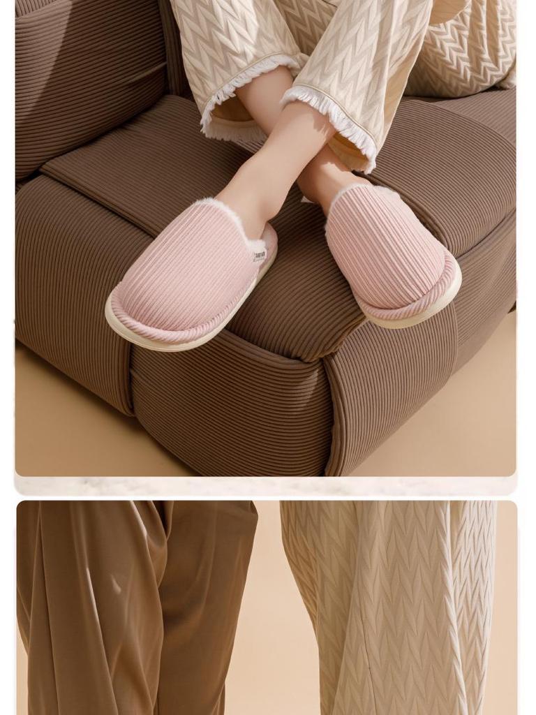 2025 Neue Warme Cord-Hausschuhe: Dicksohliges, rutschfestes Hausschuhwerk für Damen und Herren