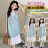 Children's Summer Dress with Floral Vest and Lace Patchwork