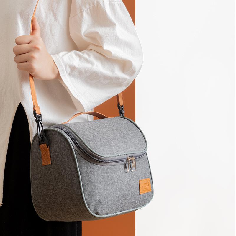 Thickened Insulated Round Lunch Bag - Portable, Large Capacity for Students and Outdoor Use