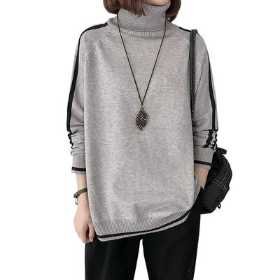 Knit High Ribbed Warm Long Loose Solid Winter [xppe] Women's Sweater, Neck, Turtleneck, Top, Stylish, Casual, Outing, Commuting, Sleeves, Slimming,