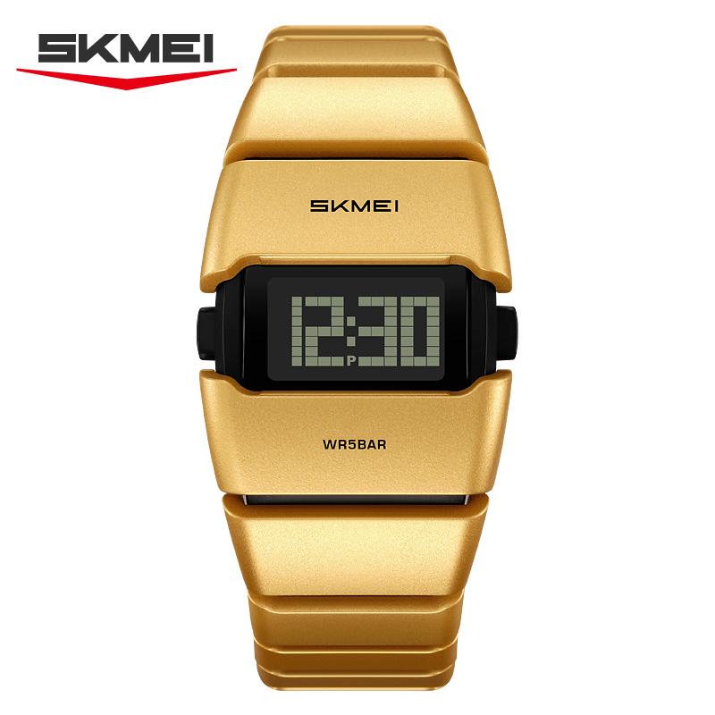 Skmei 2710 Fashion Luxury Men Digital Watch Excel Stainless Steel Band Luminous Calendar Stopwatch Sports Wrist Watch