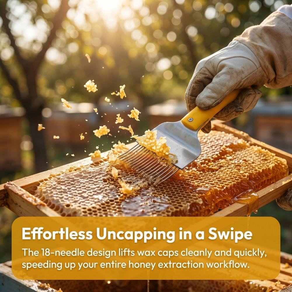 Stainless Steel Bee Uncapping Fork Silicone Handle Beekeeping Tine Uncapping Fork Farm Beekeeping