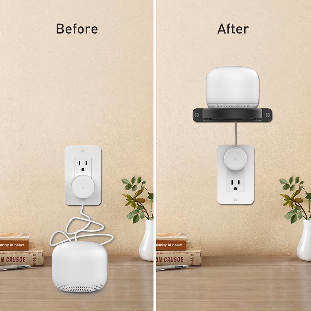 1/2pcs Mini Smart Speaker Wall Mount Hanger Built-in Cable Management Space Saving Bracket Wall Shelf for Google Home Mini