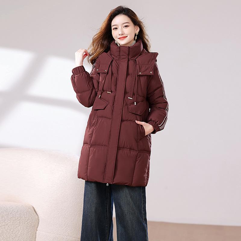 Down and padded jacket women's mid-length model 2025 new winter thickened padded jacket loose cotton jacket