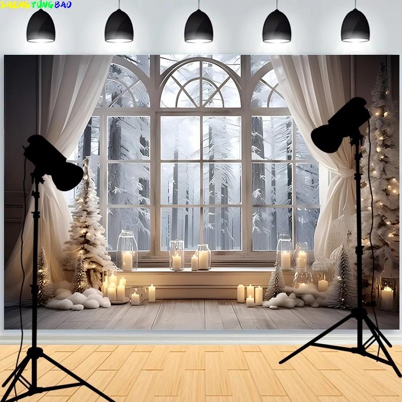 Winter Wonderful Window Christmas day Photography Backdrops Prop Happy New Year Decoration Family Holiday Party Background RR-70
