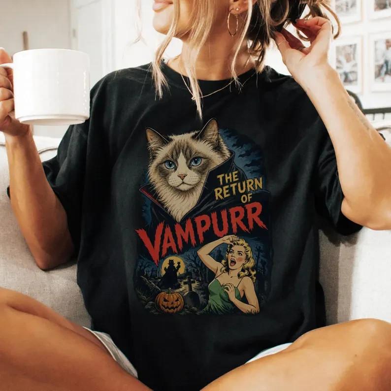 Vampurr Ragdoll Vampire T-Shirt - Fluffy Cat Dracula Tee