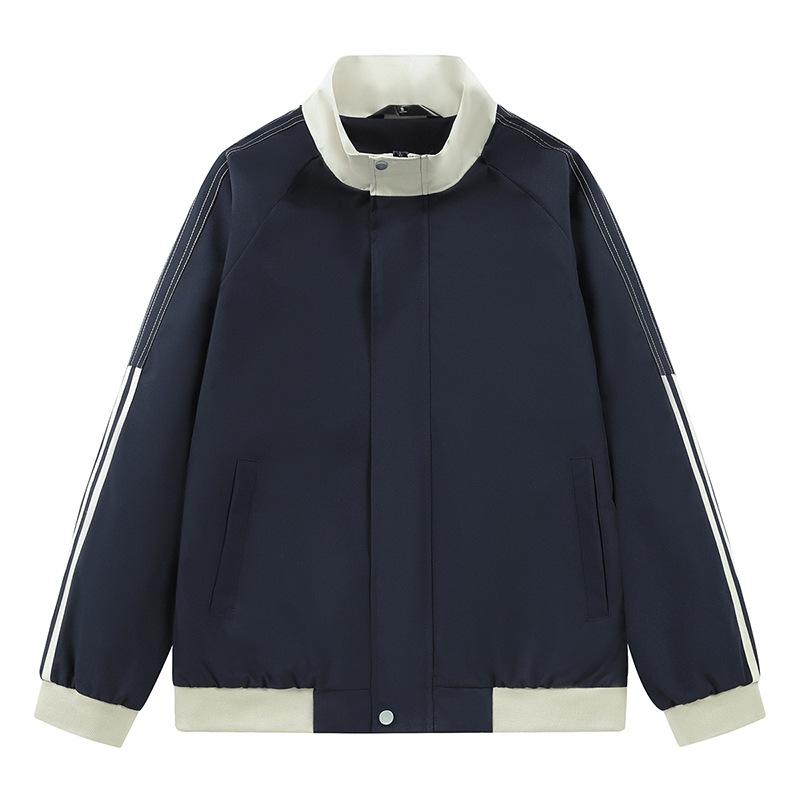 Men's Spring and Autumn Stand Collar Jacket New Three-stripe Jacket Spring Couple Youth Tops for Women