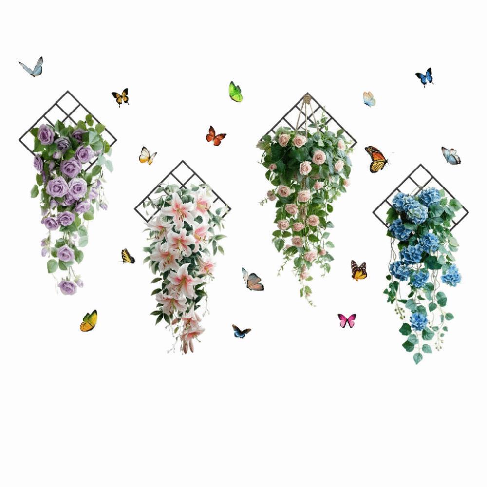 Flower & Butterfly Wall Sticker Multicolor Beautifual Decals  Background Wall