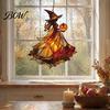 Halloween Party Supplies for Home Witch Acrylic Suncatcher, Stained Glass Effect Window Car Hanging Ornament, Gothic Scary Spooky Decor Ornaments with