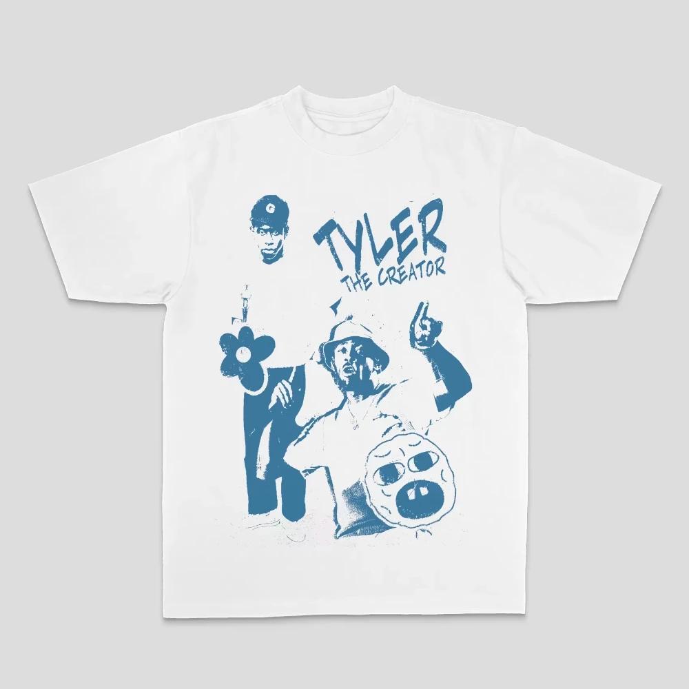 Summer Tyler The Cleator Herren Damen T-Shirt Creator Tyler Rap Hiphop American Street Print Direktsprüh Baumwoll Kurzarm T-Shirt