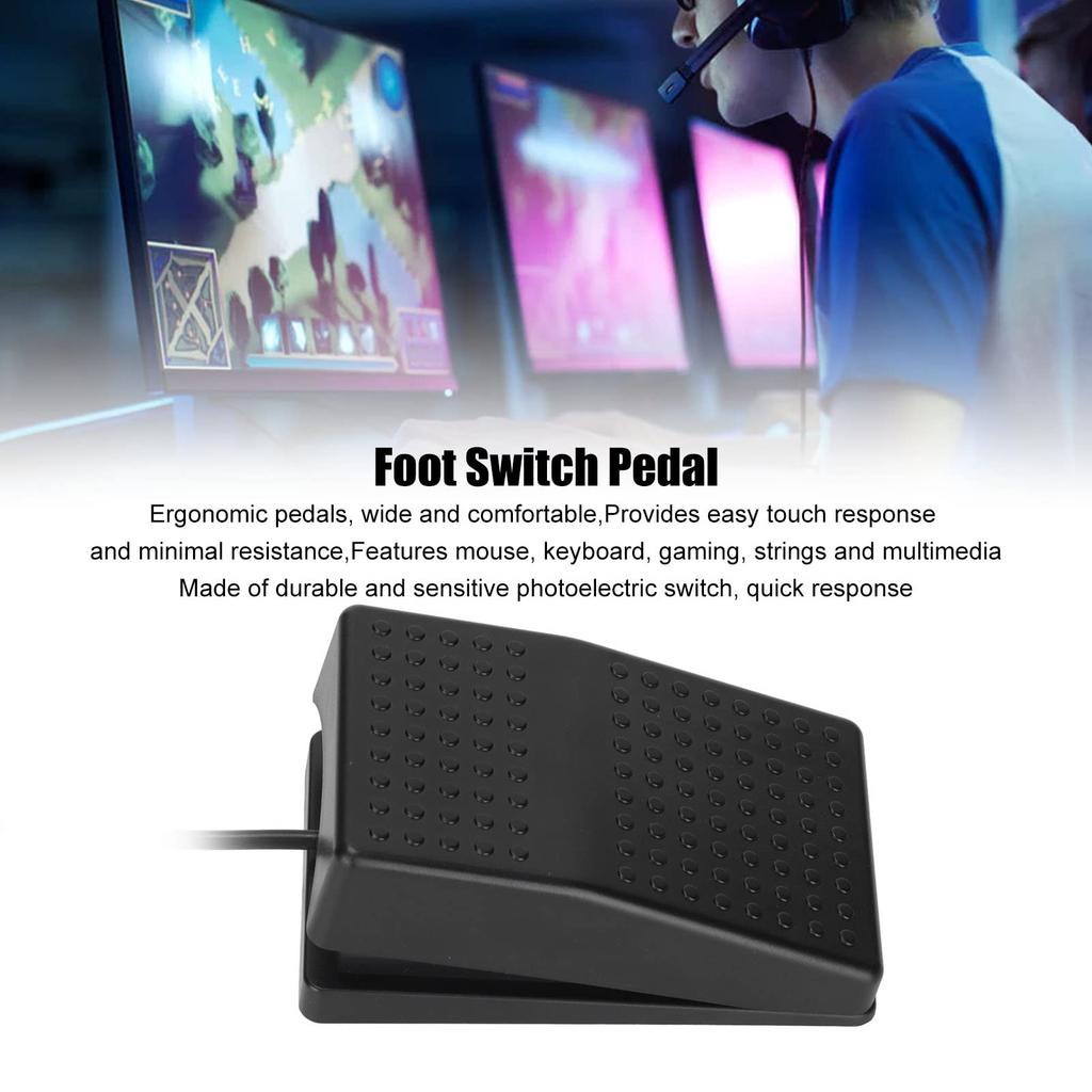 USB Foot Pedal Single Foot Switch, USB Foot Switch Video Game Computer Keyboard Control with 2M Extension Cable, Customized Programmable PC Action