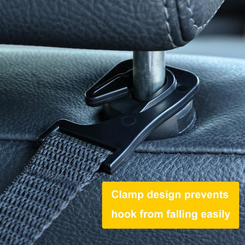 4Pcs Car Seat Headrest Hooks Adjustable Car Storage Clips Auto Fastener Hooks Car Interior Accessories Reusable Easy To Install