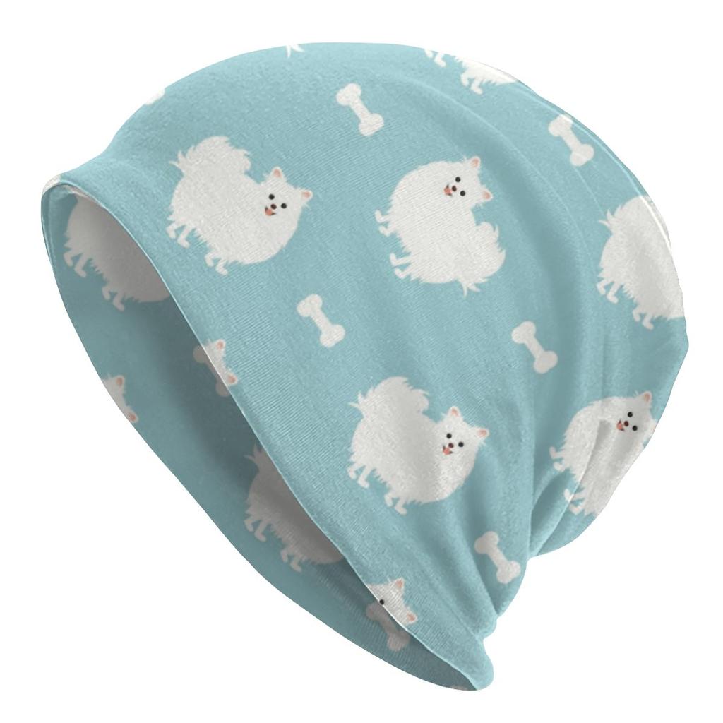 Winter Warmer süßer Pomeranian Deutscher Spitz mit Blumen Motorhaube Femme Beanie Mütze Hippie Haustier Hund Outdoor Ski Skullies Beanies Cap