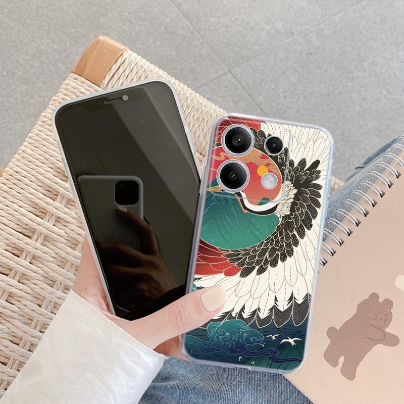 

Роскошный белый чехол-журавль для iPhone Samsung A55 M34 S24 Xiaomi Redmi 13 Pro 14C Huawei Honor противоударный бампер для телефона TPU с защитой от царапин прозрачная задняя крышка Samsung Galaxy S20 FE