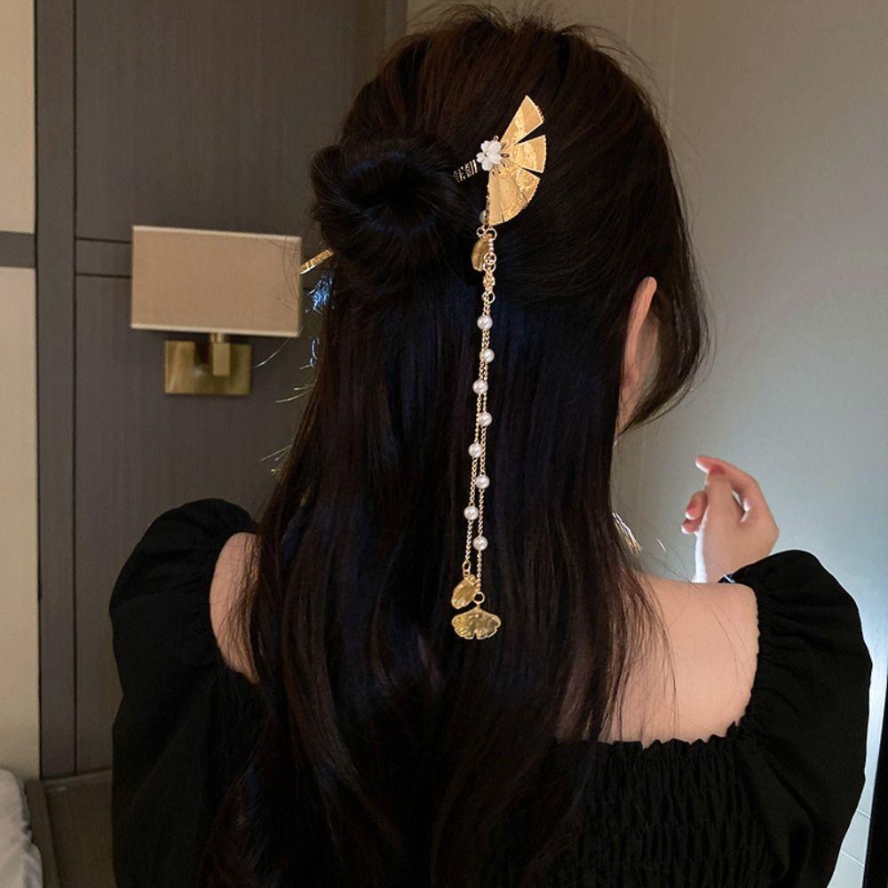 

Hairpin Fan Fringe Hair Stick Metal Tassel Hair Fork Exquisite Hanfu Hair Stick Party