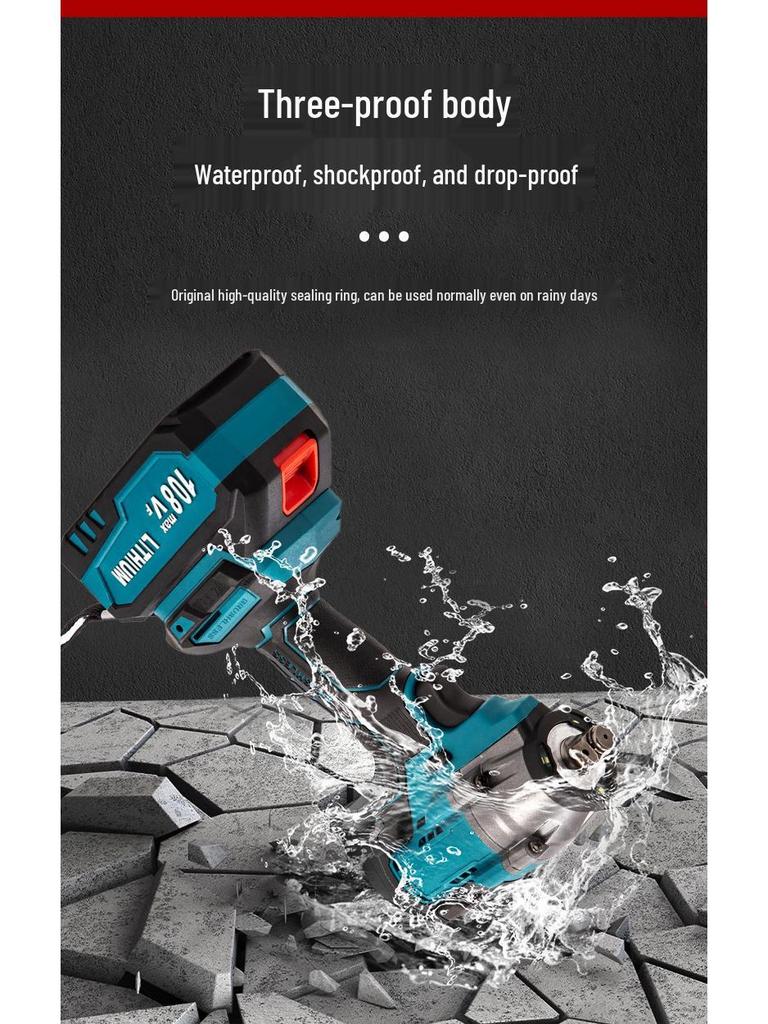 Lithium Battery Rechargeable Brushless Impact Wrench: High Torque Screwdriver for Woodworking and Auto Repair