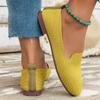 Fashion Four Seasons Women's Loafers Outdoor Casual Non-slip Rubber Soft Bottom Breathable Knitted Square Toe Solid Color Flat Sneakers