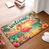 Newest Beach Sunset Flamingo Welcome Home Doormat, Tropical Seaside Palm Leaf Front Door Entrance Rug