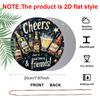 2D Flat, 1pc Vintage Metal Aluminum Sign "Cheers To Good Times & Friends" - Round Wall Art with Bottles & Glasses Design, Aluminum Frameless Decor