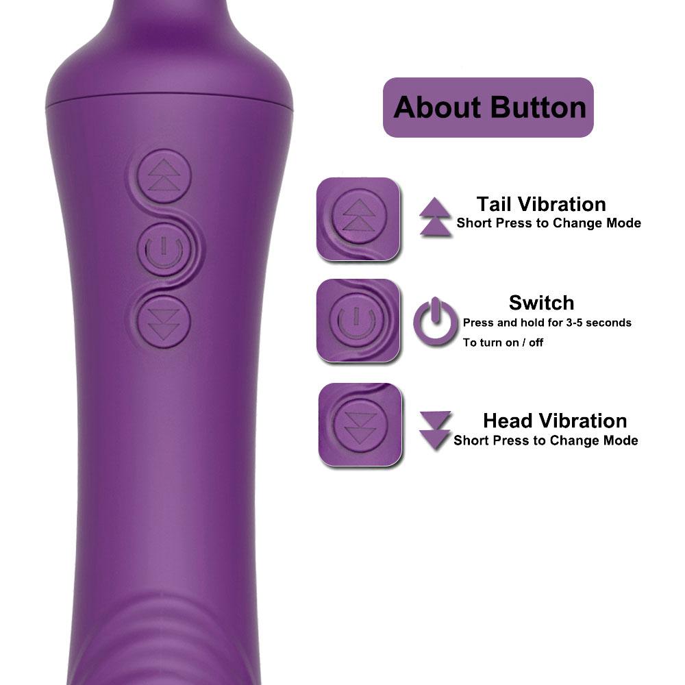 Oral Leistungsstarke Dual Vibrator Zauberstab G-punkt Massage Anal Plug Spielzeug für Erwachsene Vaginal Klitoris Stimulieren Weichen Weiblichen Masturbator