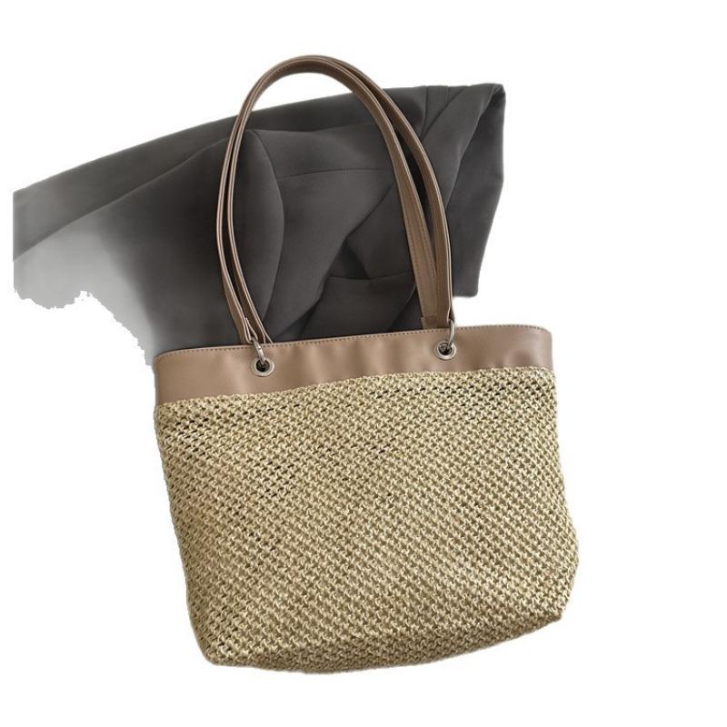 Retro straw bag handbag women's vacation beach style casual versatile niche shoulder bag
