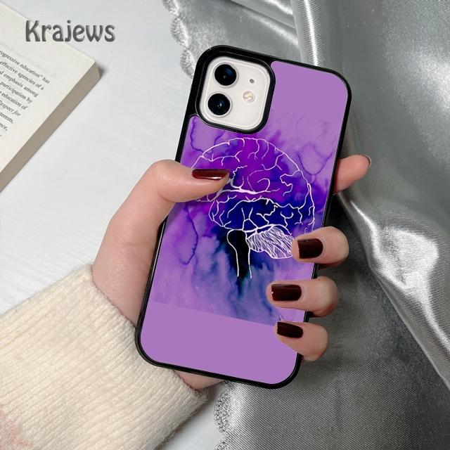 Krajews Anatomy Brain soft Phone Case Cover For iPhone 17 Air 16 15 14 plus 12 13 pro max coque Shell Fundas