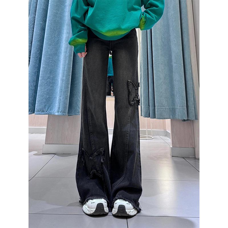 

Women s 2025 Low-Waist American Retro Flare Jeans with Butterfly Embroidery Small