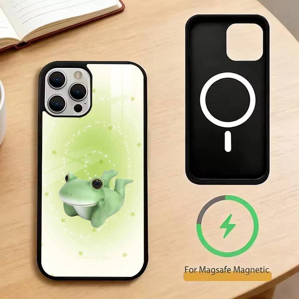 

Забавные лягушки Чехол для телефона для iPhone17,16,15,14,13,12,11 Plus,Pro Магнитный с Magsafe Беспроводная зарядка iPhone15PROMAX