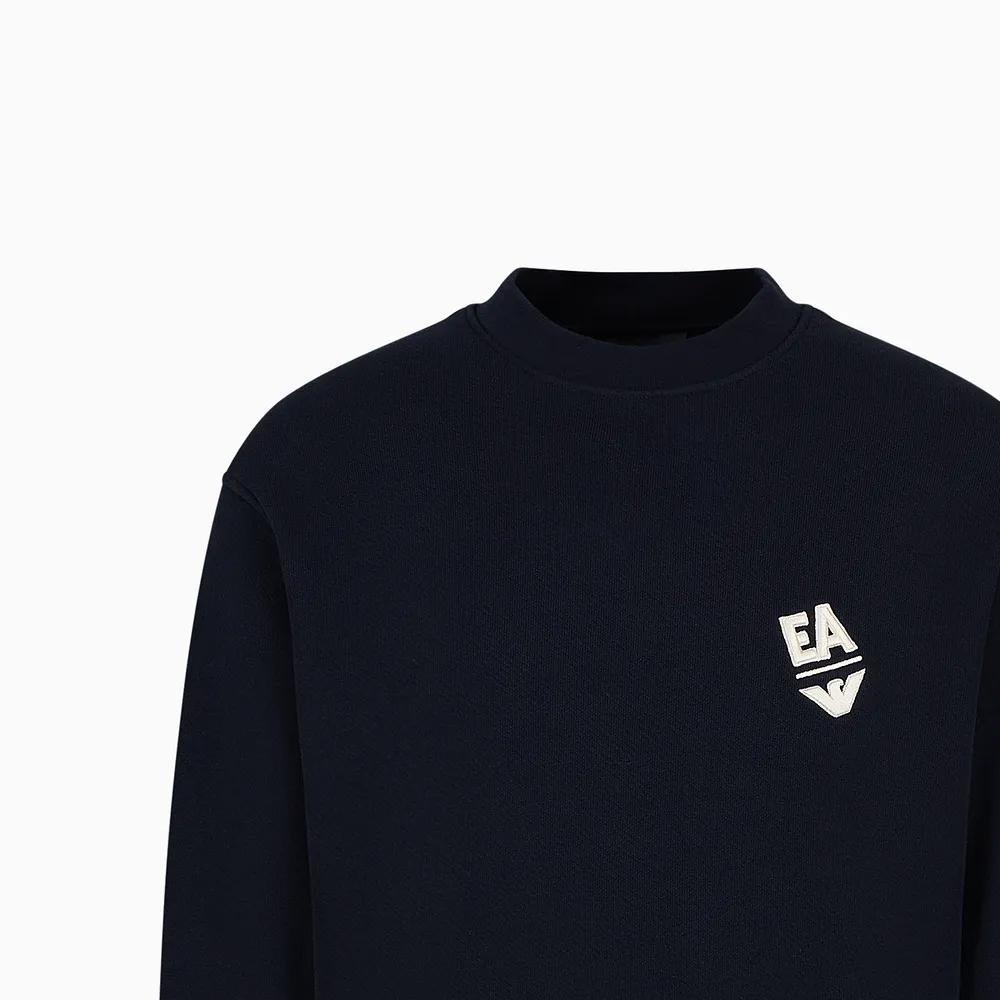 Emporio Armani EA Letter Print Crew Neck Casual Pullover Sweatshirt Men Sweatshirt Blue 3D1MEC-1JODZ-10965