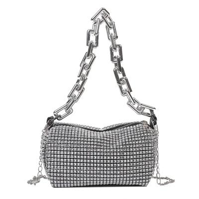 Eimerbeutel ganz mit Strasssteinen, Glitzerkette Ballhandtasche, Damen Mini Umhängetasche
