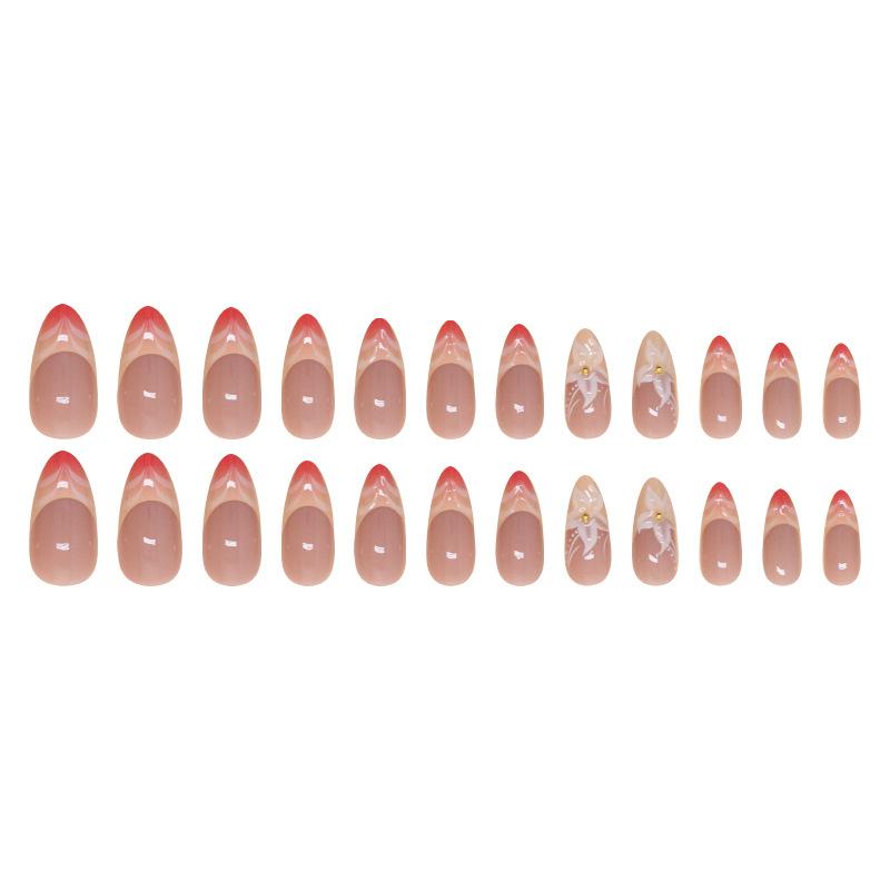 Nagelpflaster Einfache French Line Abnehmbarer Nagel Dreidimensionale Orchidee Tragender Nagel Nagelpflaster Goldperle Diamant